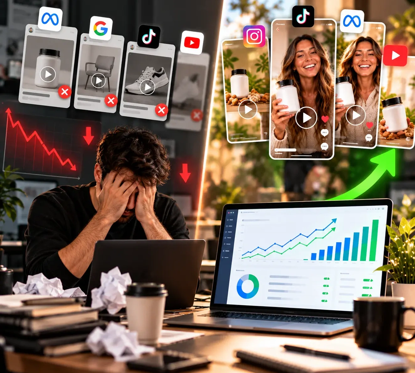 Frustrated marketer looking at declining ad performance